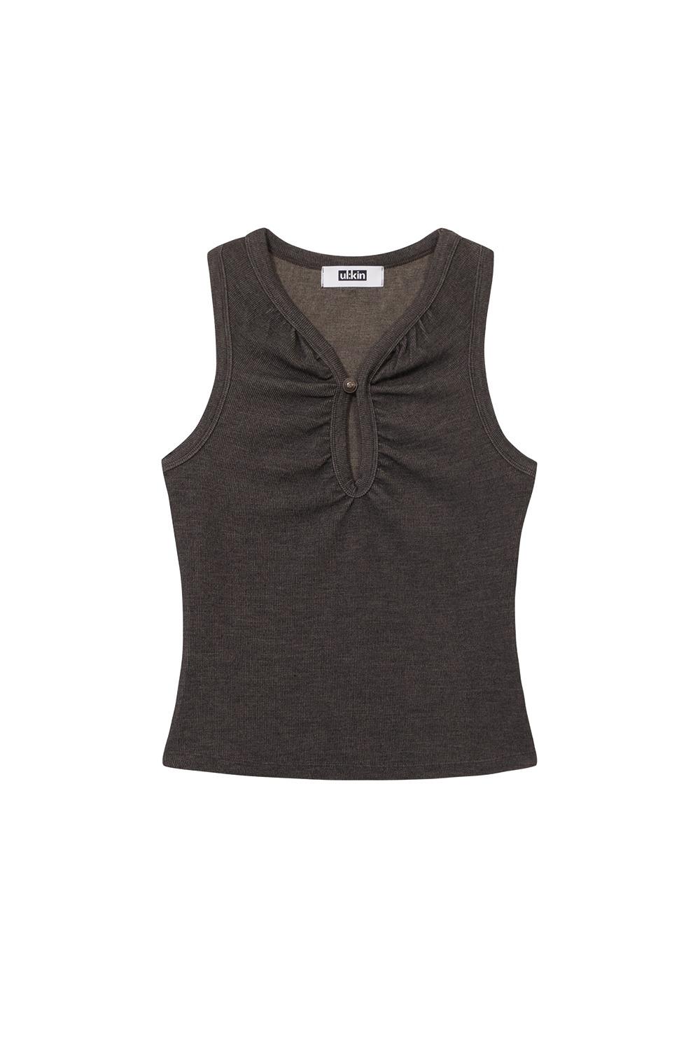 Oval Cut-Out Tank Top_Brown
