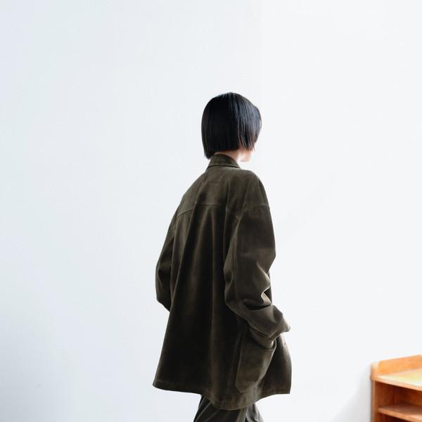 Velvet jersey skirt (khaki / ivory / black)
