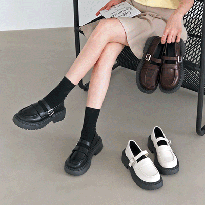 원버클 메리제인 통굽로퍼 슈즈 #학생화