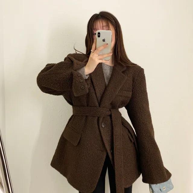 테드 부클 퍼 벨트set 루즈핏 겨울 자켓