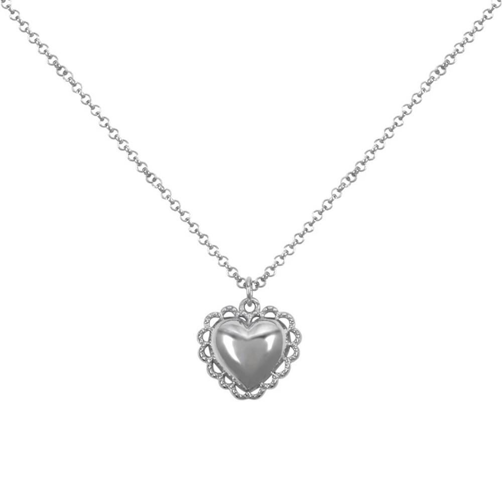lace heart 925silver necklace / 당일출고 레이스 하트 실버 목걸이 [렛채스튜디오]