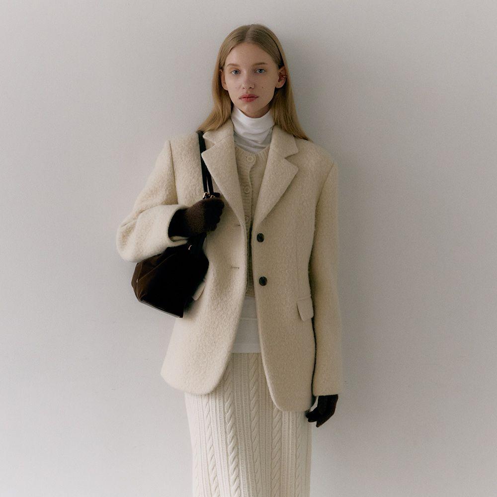 ALPACA SINGLE HALF JACKET (oat ivory)