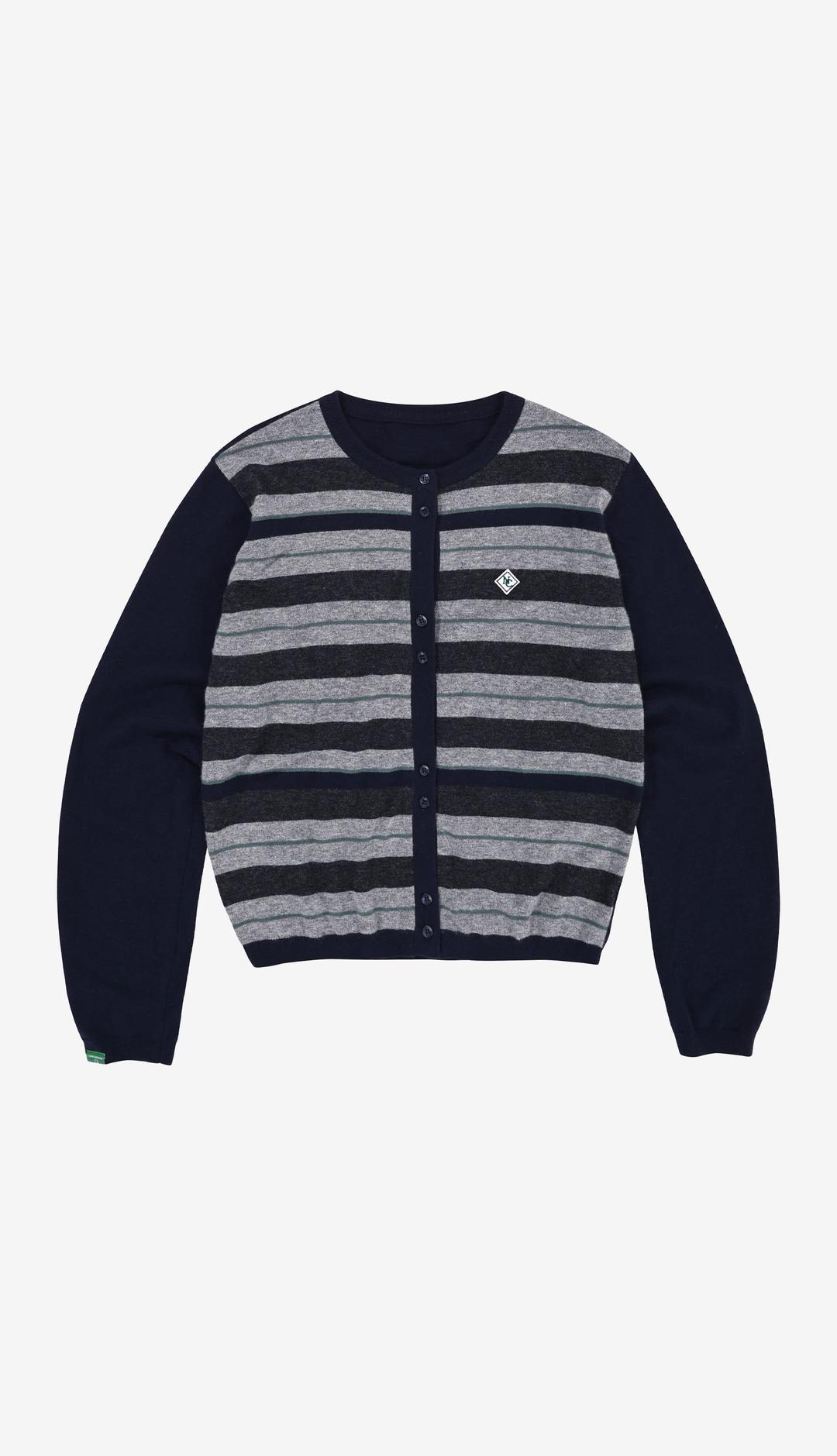 [09월 05일 예약발송]235. Cashmere Wool Stripe Cardigan _ Navy