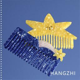 HANGZHI 옐로우 만화 스타 헤어 빗 귀여운 파란색 유성 아세테이트 머리띠 쥬얼리
