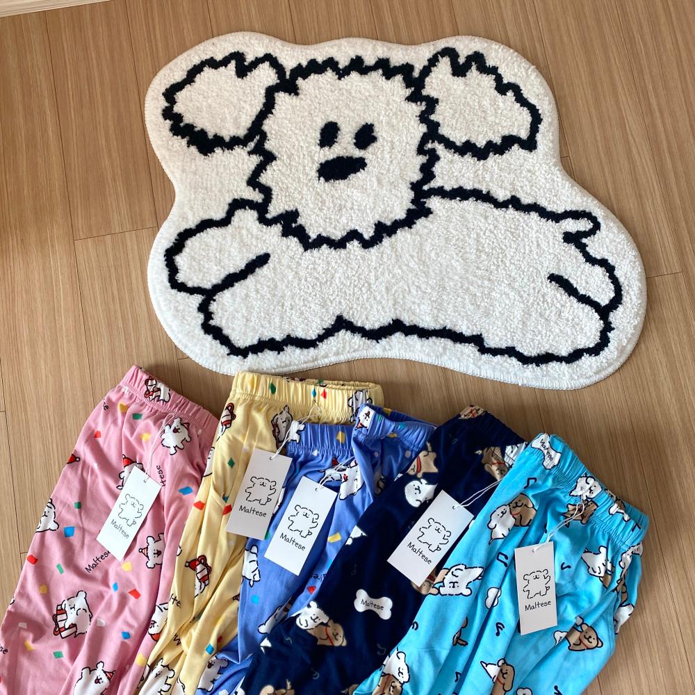 [사방스판,커플바지] 몽뭉이 쫀득 잠옷바지 몰티즈 파자마팬츠 파자마 파티