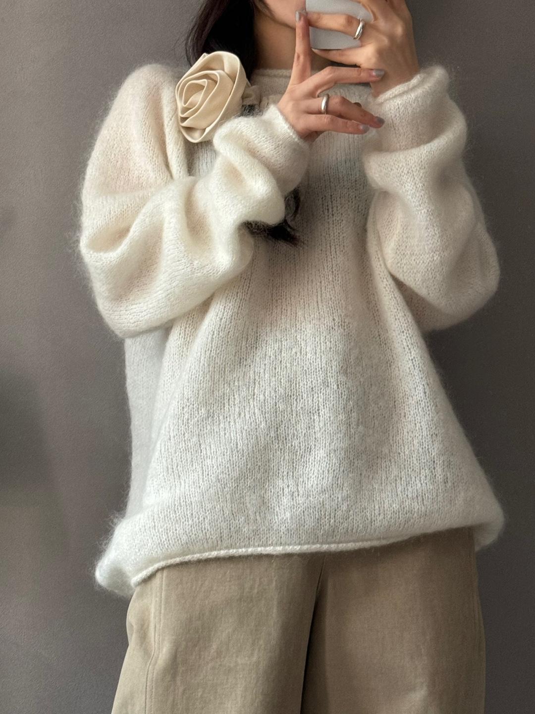 hairy loose knit-ivory