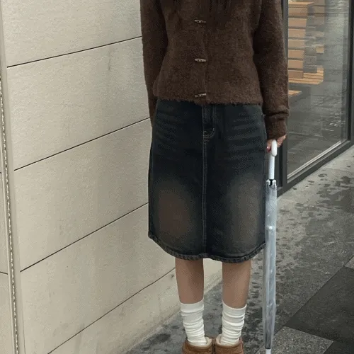 큐핀 워싱 5부 스커트 (2color)