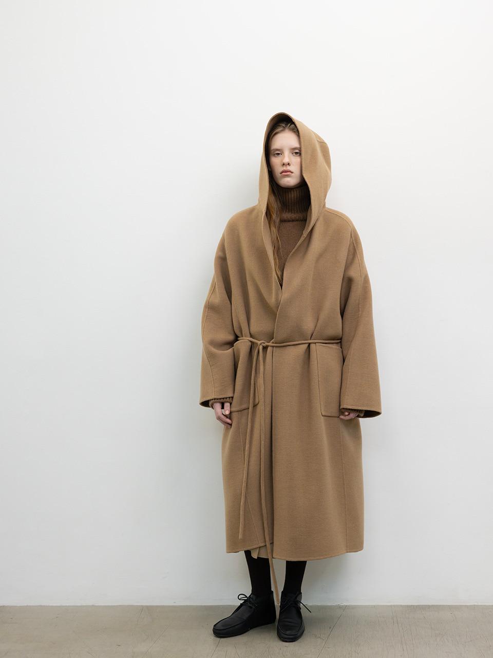 HANDMADE HOODED LONG COAT [CAMEL]