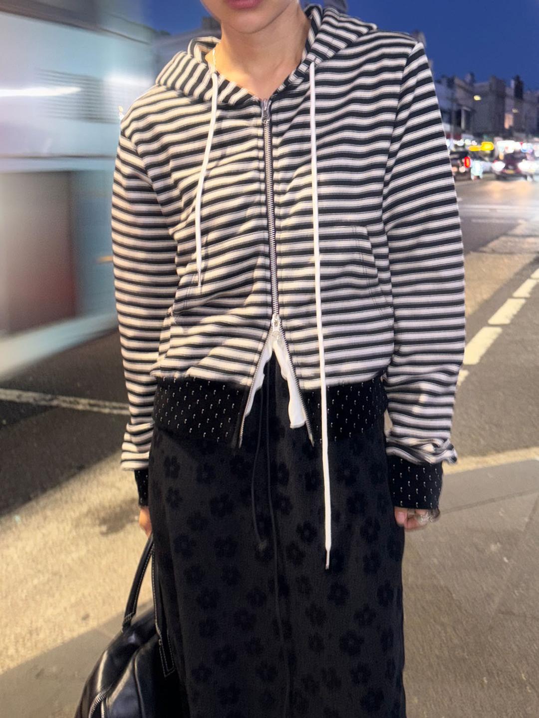 dot stripe hoody jumper (3color)