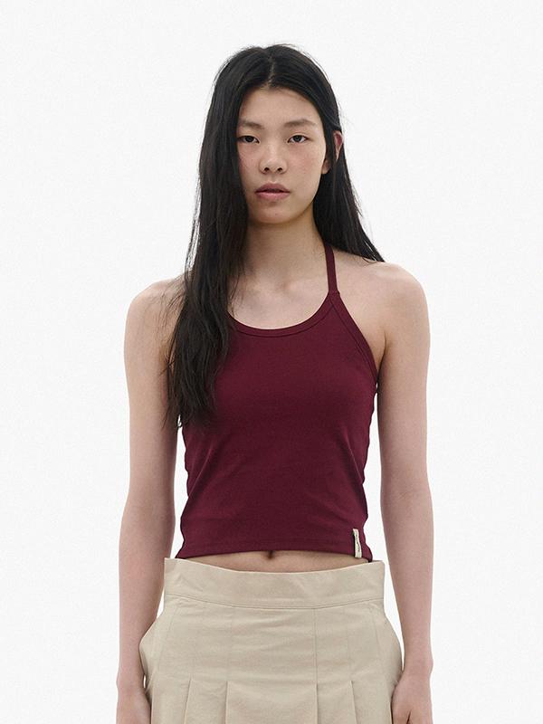 [5/27 예약배송] Rib Halter Sleeveless / Red