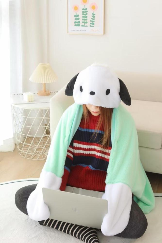 포차코 일체형 후드 망토 담요 블랭킷