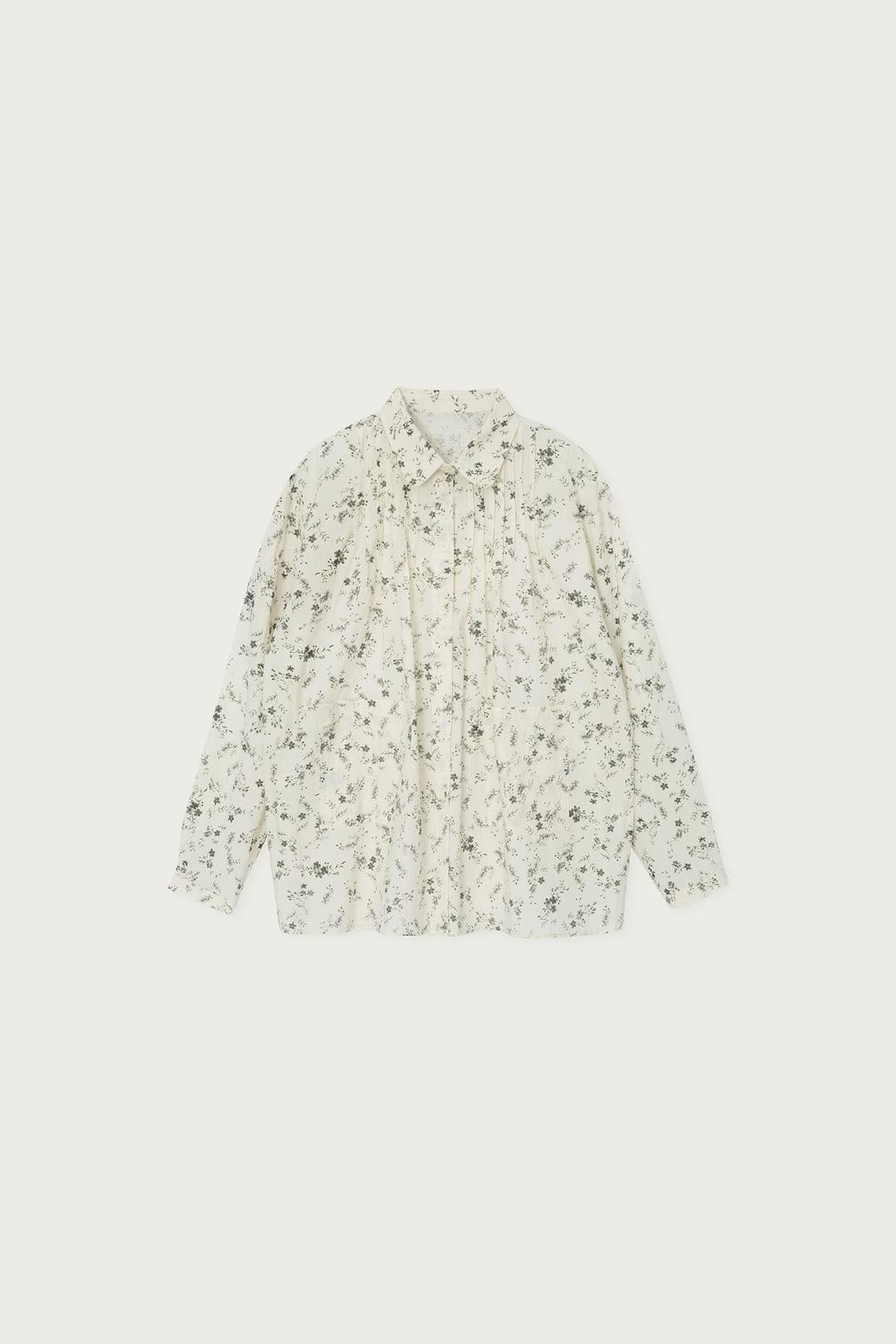 OVERSIZED PINTUCK SHIRT JACKET FLOWER