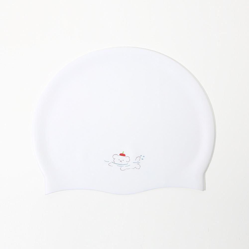SEACMYDODO 귀여운 강아지 수모 수영모자 두꺼운 수영모 WHITE