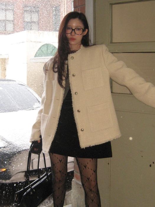 [PRE-OPEN][단독]Oversized tweed jacket SW5SJ102 (LIGHT MINT/CREAM)