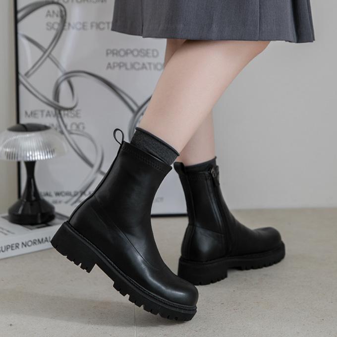 분홍코끼리 (더블몰드창) 매력쫄깃 스판 통굽 삭스부츠(4cm)