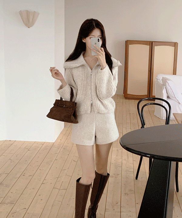 퍼빗 [wool] 르누아 투웨이 니트집업 가디건 - 2color