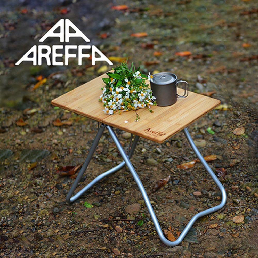 Areffa 감성 캠핑 대나무 사이드 보조 우드 화이트프레임 테이블