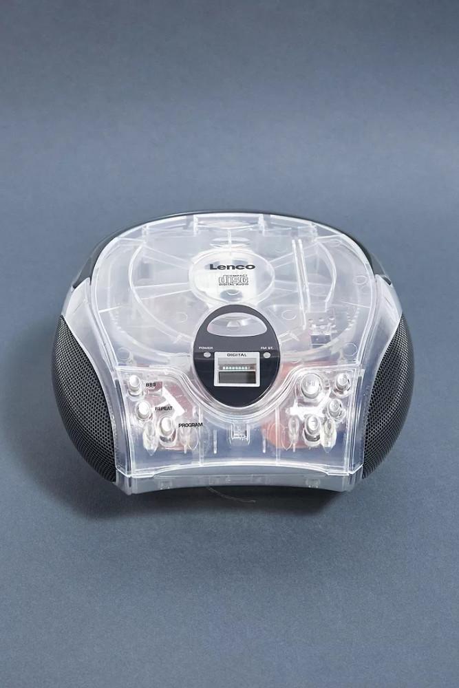 레트로 CD 플레이어 Lenco SCD-24 붐박스 투명