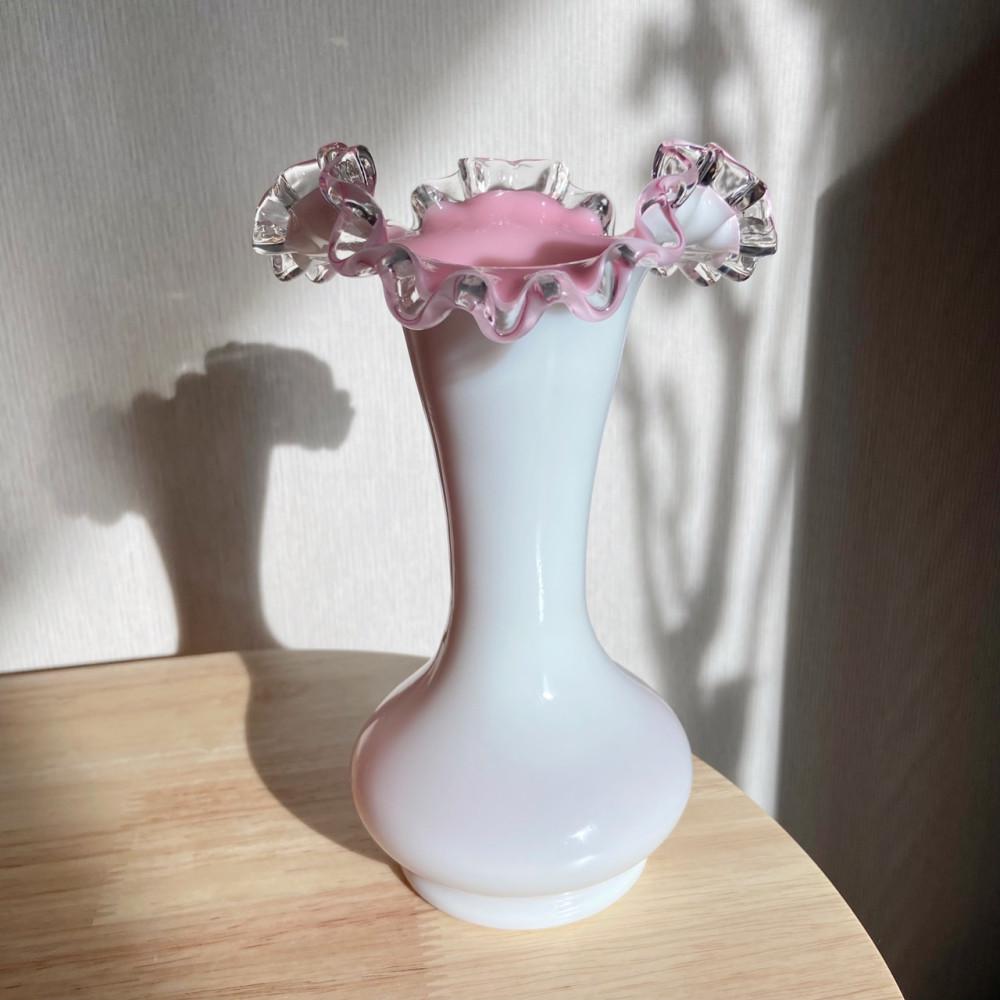 [중고] 펜톤 핑크바디 러플 나팔쉐입 화병