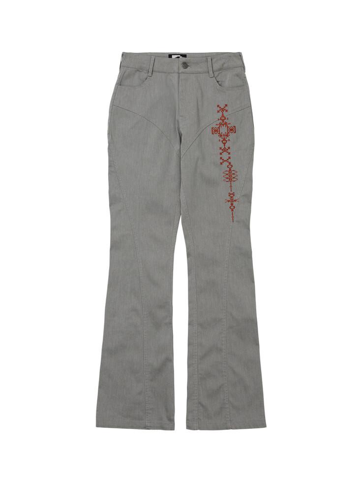 Embroidered Line Pants Grey