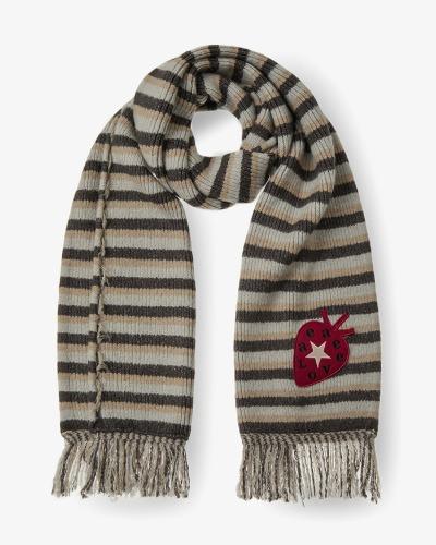 STRIPE TASSEL MUFFLER_BROWN