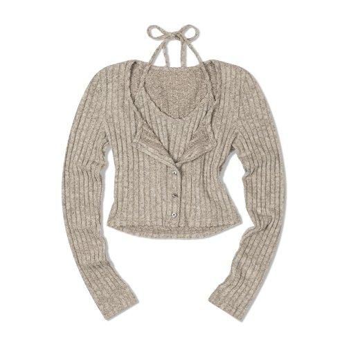 모아(MOAA)  크롭 홀터넥 레이어드 가디건 (BEIGE) - 사이즈 & 후기 | 무신사