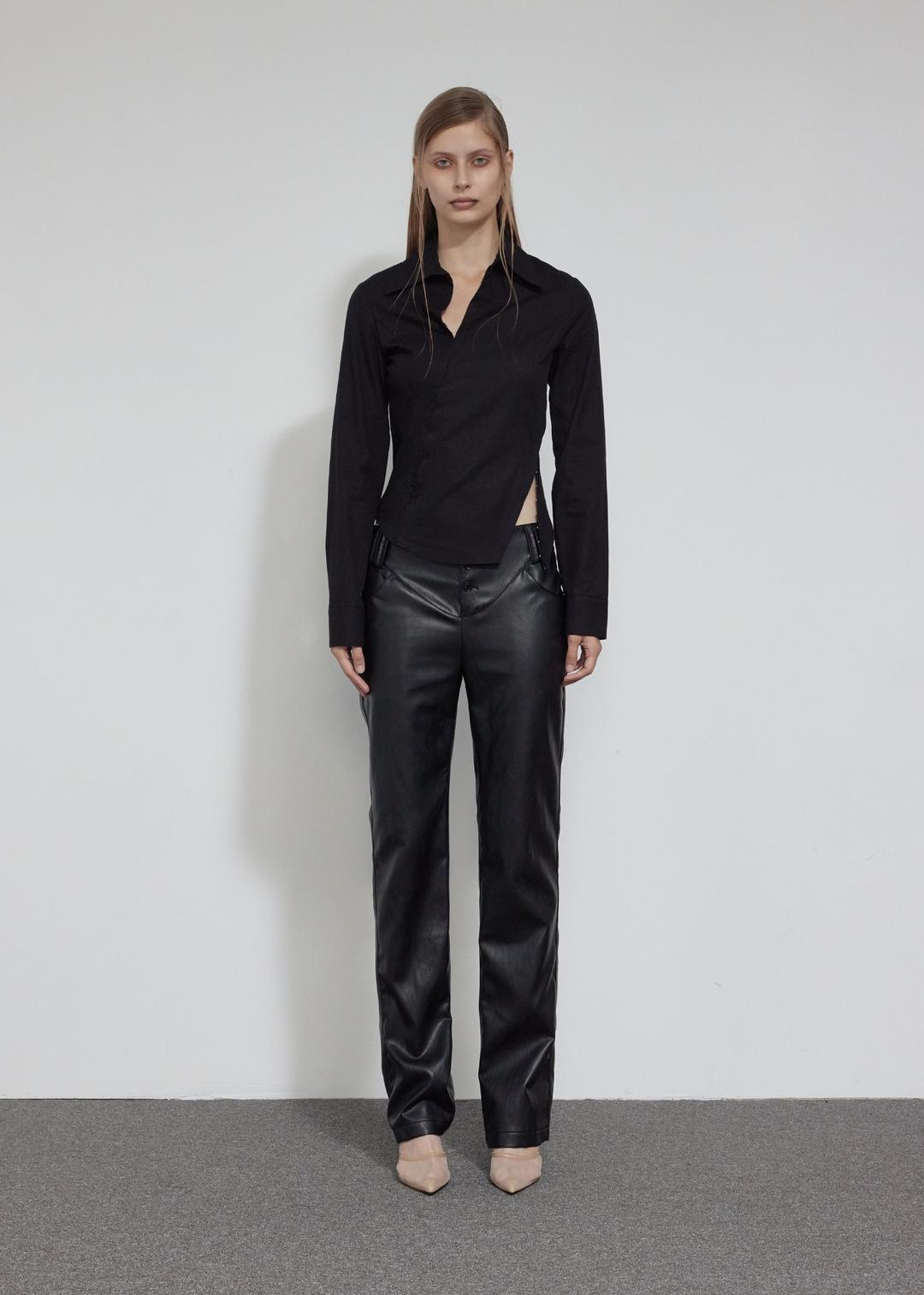 DIAGONAL SLIM FIT SHIRT, BLACK