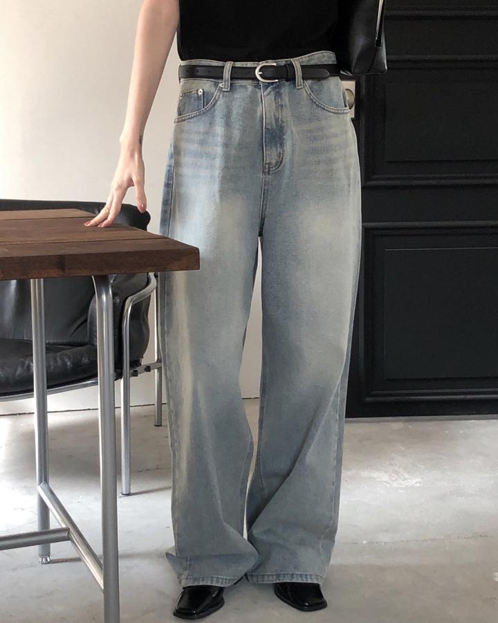 디투링크 르버터 브렌다 빈티지 데님 여성 워싱 포인트 연청 하이웨스트 세미와이드 청바지(84523)