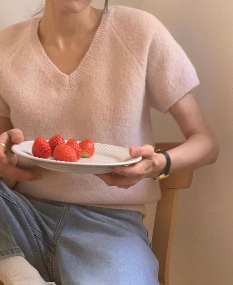 (SALE/핑크제외) pyt 프리러브 푸딩 반팔 니트