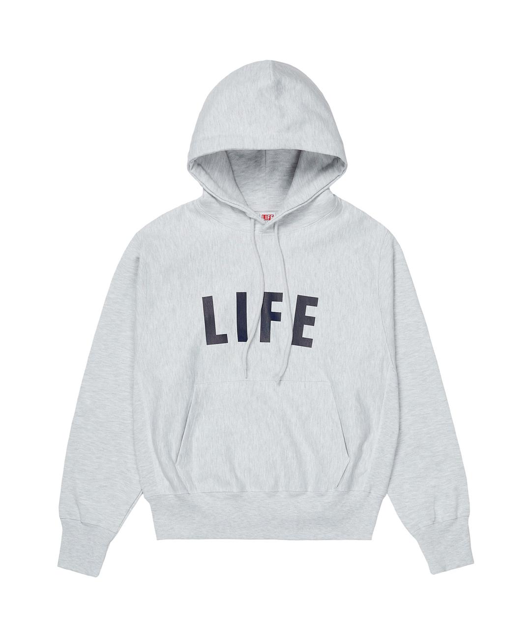 HEAVY WEIGHT LETTER LOGO HOODIE_LIGHT MELANGE GRAY