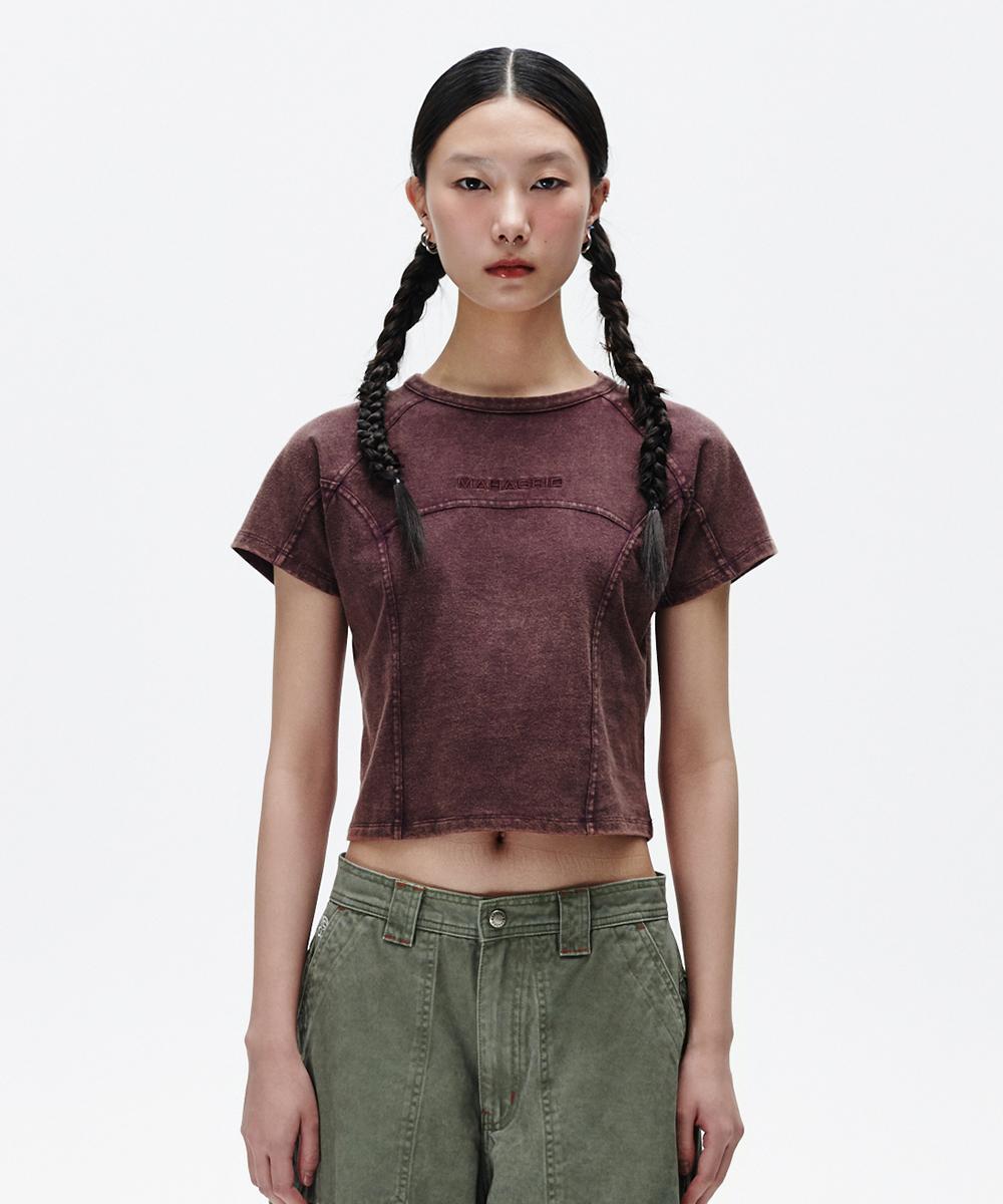 [Shipping Begin 6/18]WASHED CURVED TEE[PURPLE]