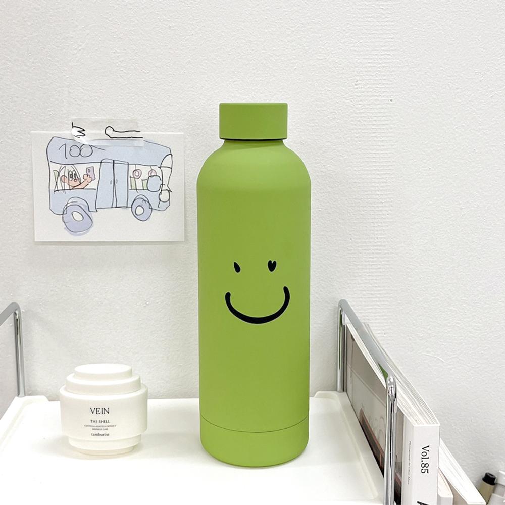 미소 한가득 스테인리스 텀블러 480ml 보온 보냉 귀여운 감성 홈카페 집들이 신혼 자취