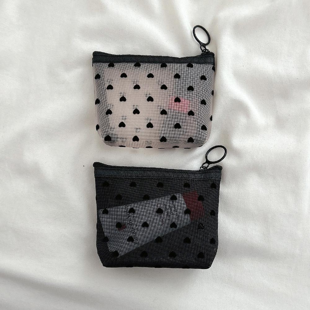 하트 매쉬 미니 파우치 동전지갑 2color