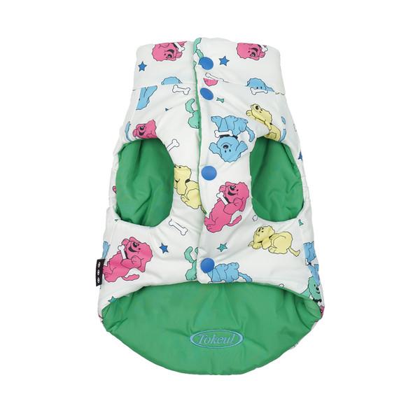 REVERSIBLE PADDED VEST_IVORY/GREEN