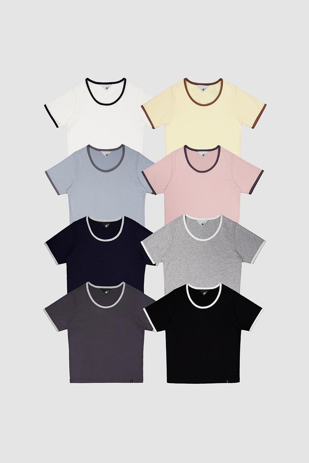 D. BASIC RINGER U NECK T - 8 COLOR