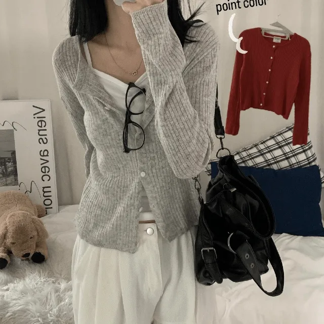 [간절기템~/슬림핏] 베이직 골지 니트 가디건 (6col)