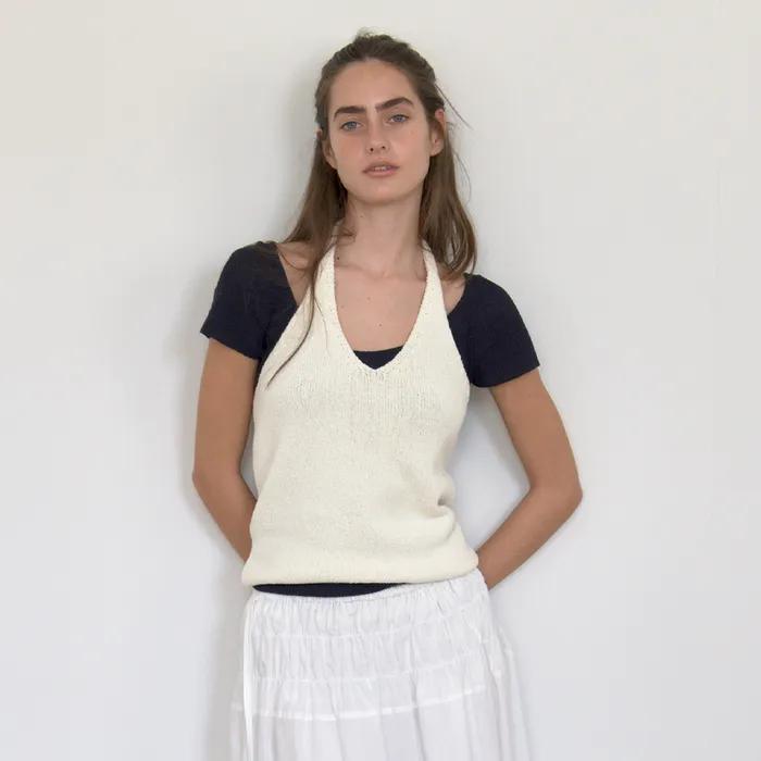 [2nd] Fairy Raglan Half-Sleeve Knit_Navy