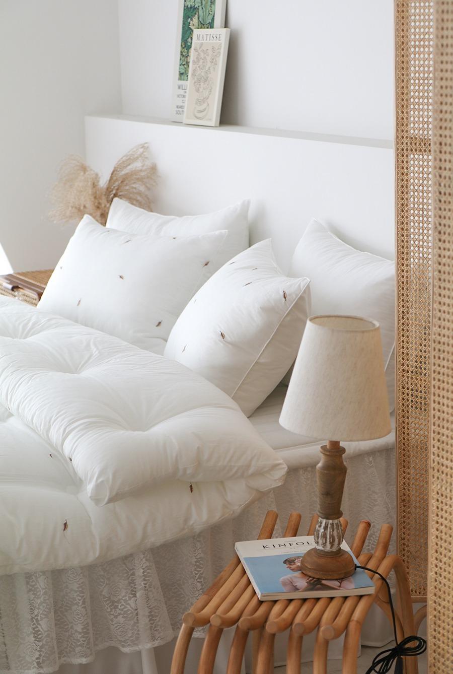 오가닉 자수 순면 차렵이불 호텔식 침구 4색상