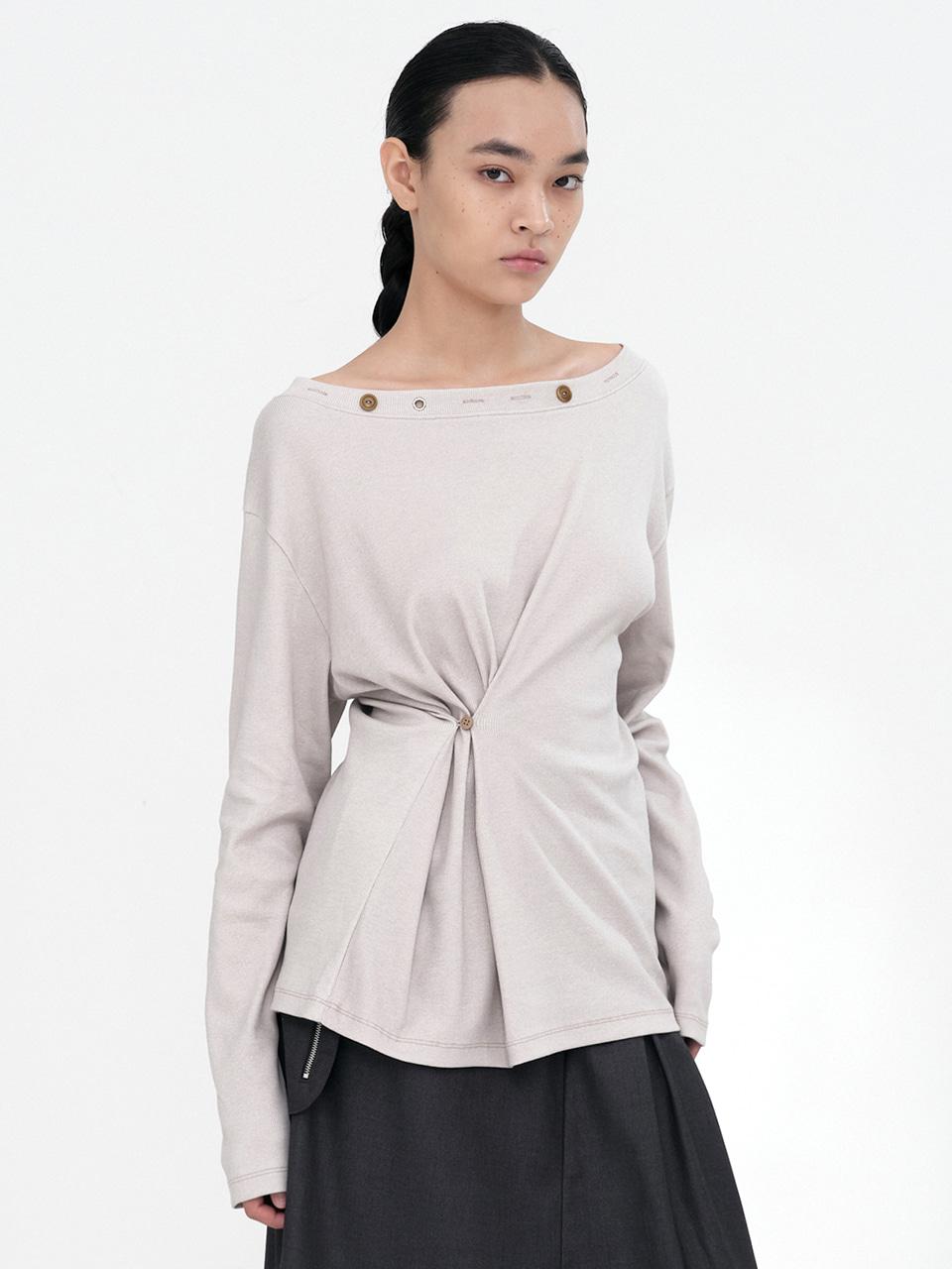 Button Mix T-Shirts [Beige]