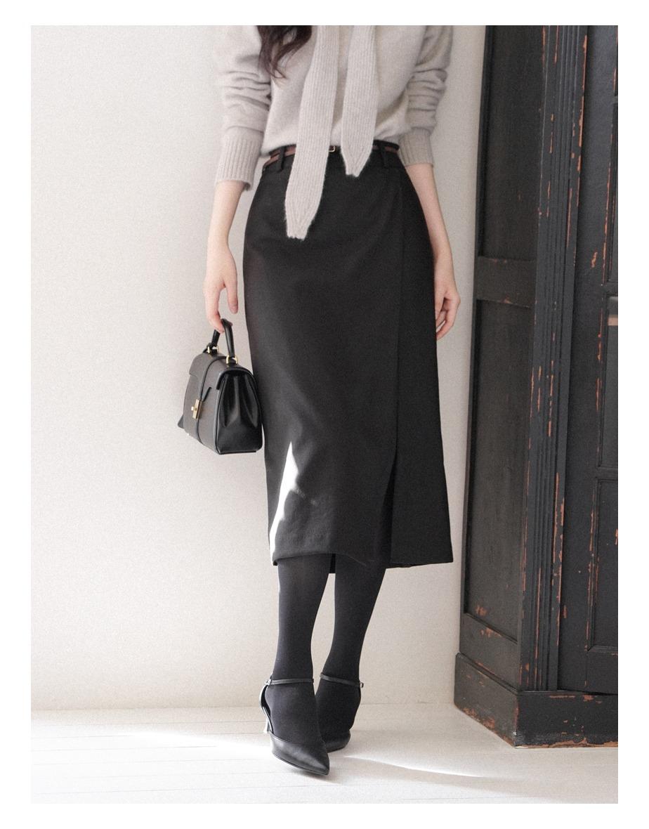 오버 레이 랩 스커트 (2colors)