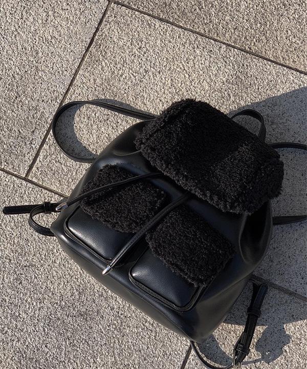 크롱 양털 레더 미니 백팩