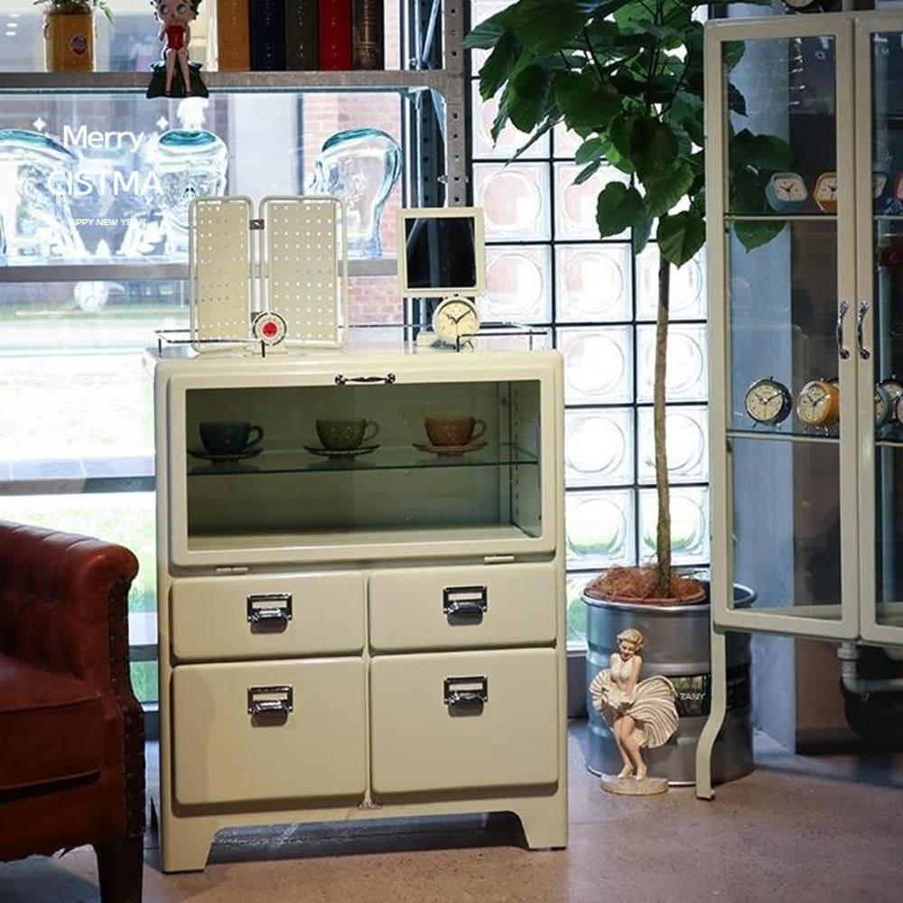덜튼 서랍장 5단 스틸 철제 레트로 수납장 아이보리 2컬럼 2 레이어 로우 캐비넷 2컬러 클리어코트 색상 비 별도 10일간 예약 싱글 도어