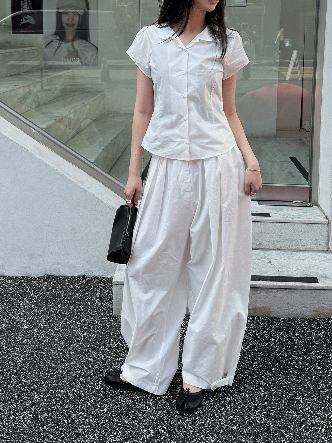 COTTON BALLOON PINTUCK PANTS