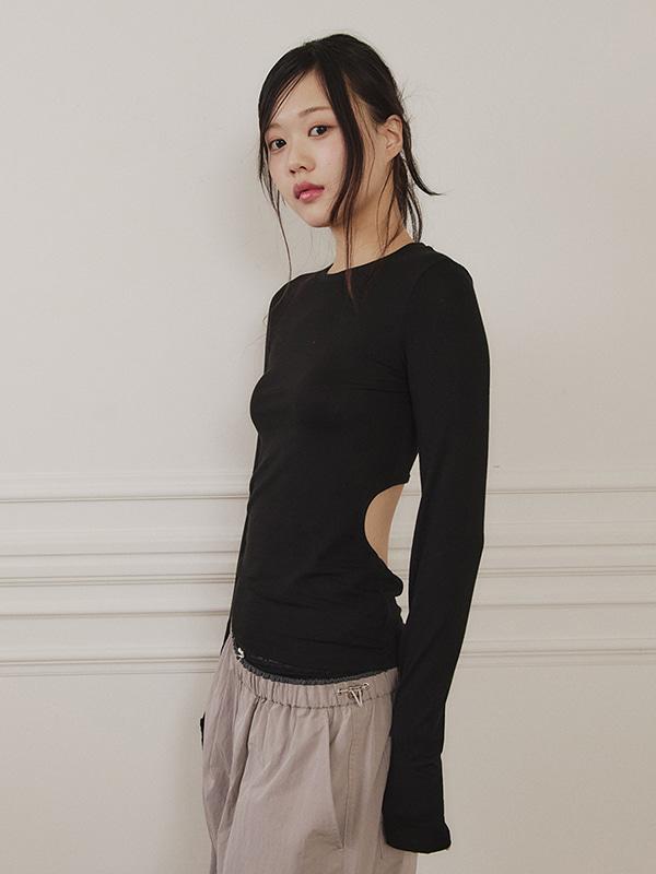 백홀 롱 슬리브 - 블랙