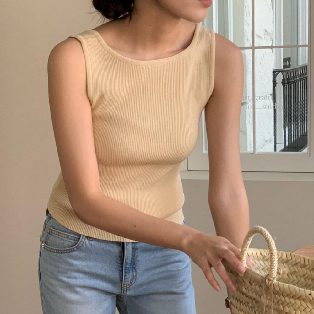 모아니 moani 투웨이 U넥 민소매 나시 니트탑 티셔츠