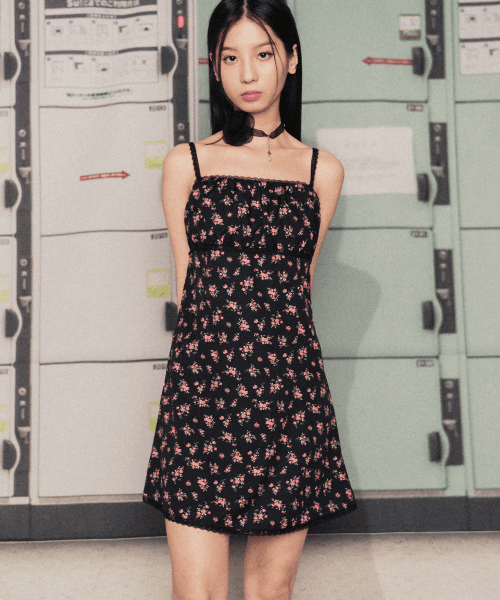 플라워 레이스 원피스 블랙