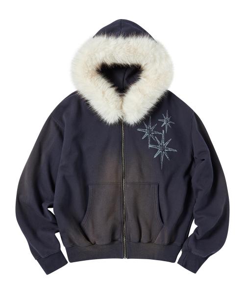 스테리나잇 워싱 퍼 후드 집업 네이비