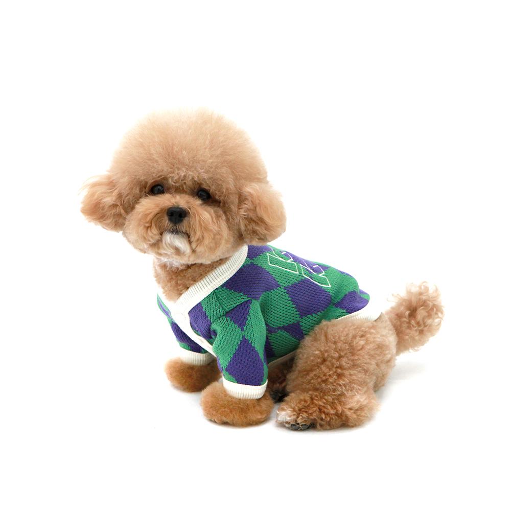 KINI DIAMOND PATTERN CARDIGAN-PURPLE(가디건)