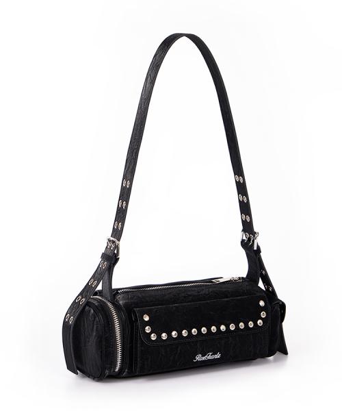 Multi Pocket Studded Shoulder Bag [Black]