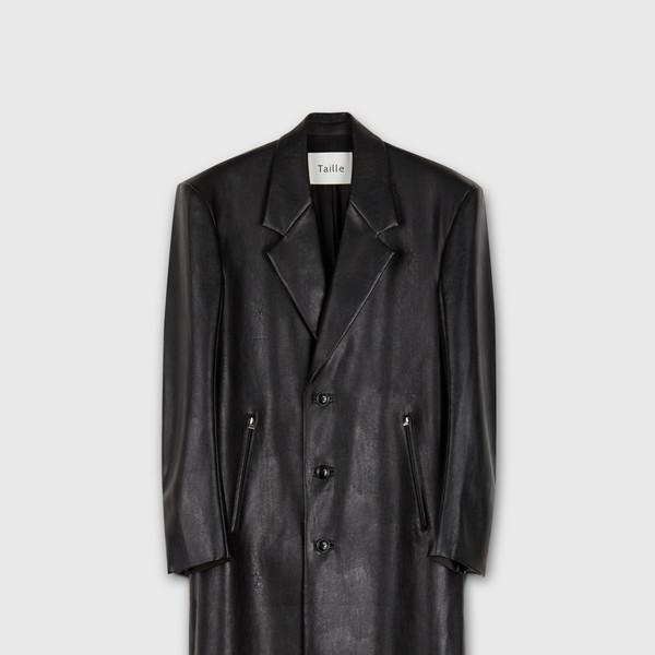 VOG LEATHER TAILORED OVER COAT BLACK